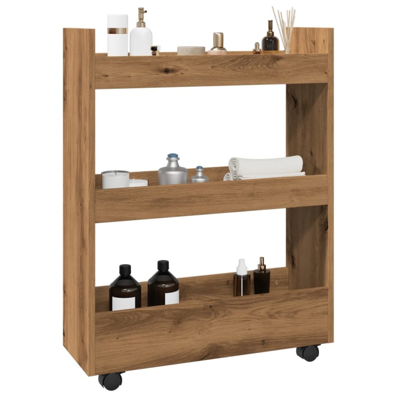 vidaXL Aufbewahrungswagen Schmal 3 Etagen Artisan-Eiche Holzwerkstoff vidaXL Aufbewahrungswagen Schmal 3 Etagen Artisan-Eiche Holzwerkstoff