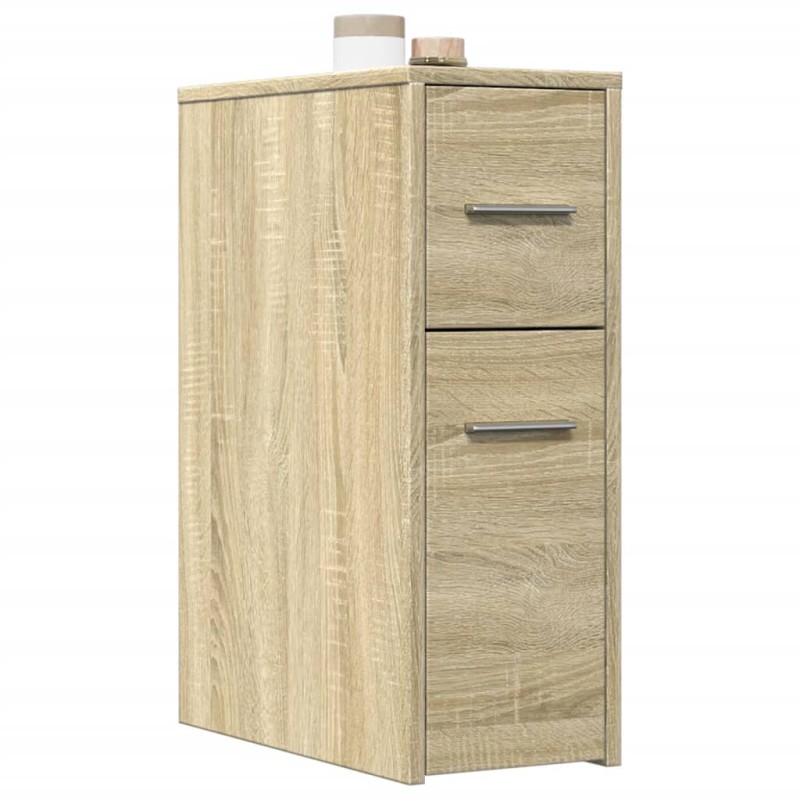 vidaXL Badschrank Schmal mit Rollen Sonoma-Eiche Holzwerkstoff vidaXL Badschrank Schmal mit Rollen Sonoma-Eiche Holzwerkstoff