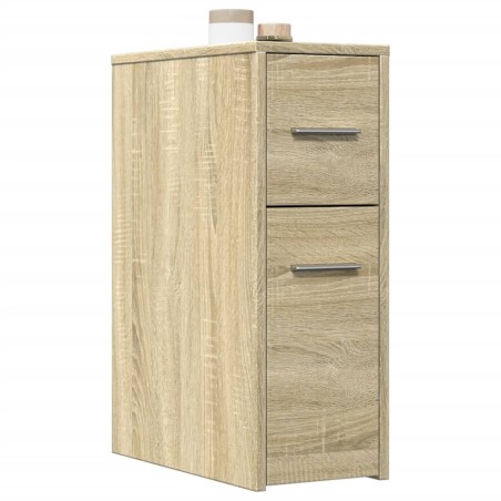 vidaXL Badschrank Schmal mit Rollen Sonoma-Eiche Holzwerkstoff