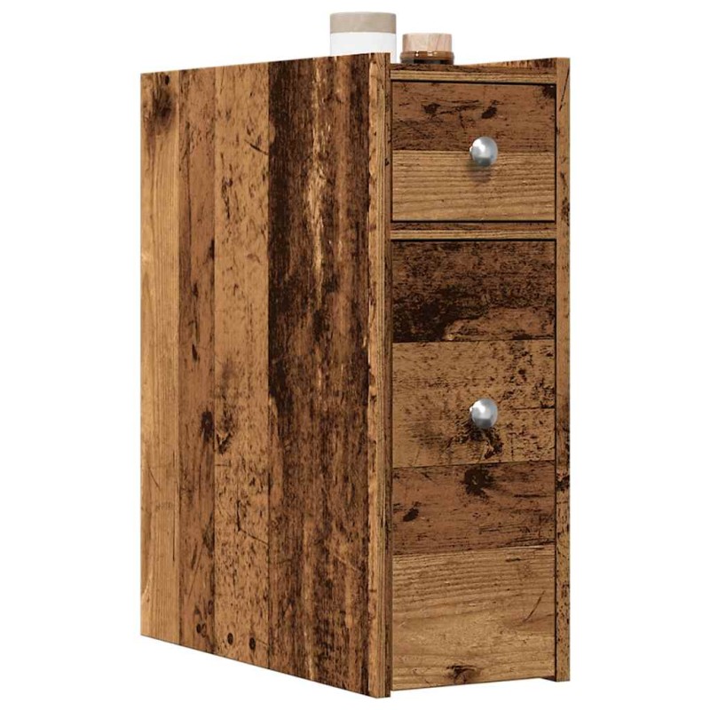 vidaXL Badschrank Schmal mit Rollen Altholz-Optik Holzwerkstoff vidaXL Badschrank Schmal mit Rollen Altholz-Optik Holzwerkstoff