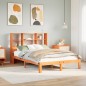 vidaXL Massivholzbett mit Regal ohne Matratze Wachsbraun 140x190 cm vidaXL Massivholzbett mit Regal ohne Matratze Wachsbraun 140x190 cm