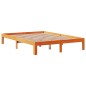 vidaXL Massivholzbett mit Regal ohne Matratze Wachsbraun 140x190 cm vidaXL Massivholzbett mit Regal ohne Matratze Wachsbraun 140x190 cm