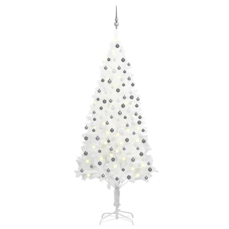 Künstlicher Weihnachtsbaum mit LEDs & Kugeln Weiß 210 cm