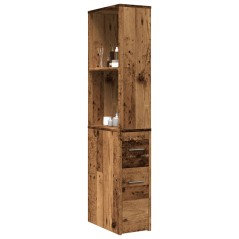 vidaXL Badschrank Schmal mit Rollen Altholz-Optik Holzwerkstoff