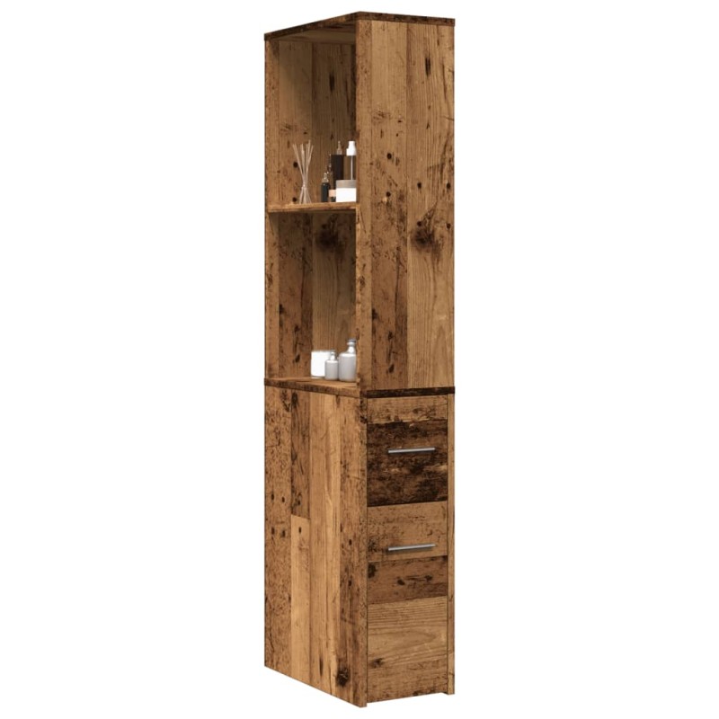 vidaXL Badschrank Schmal mit Rollen Altholz-Optik Holzwerkstoff vidaXL Badschrank Schmal mit Rollen Altholz-Optik Holzwerkstoff