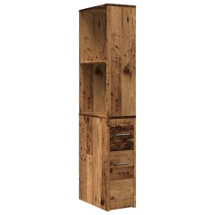 vidaXL Badschrank Schmal mit Rollen Altholz-Optik Holzwerkstoff