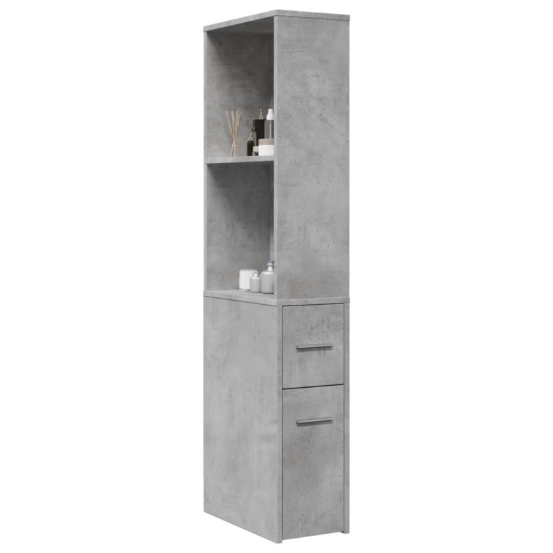 vidaXL Badschrank Schmal mit Rollen Betongrau Holzwerkstoff vidaXL Badschrank Schmal mit Rollen Betongrau Holzwerkstoff