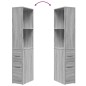 vidaXL Badschrank Schmal mit Rollen Grau Sonoma Holzwerkstoff