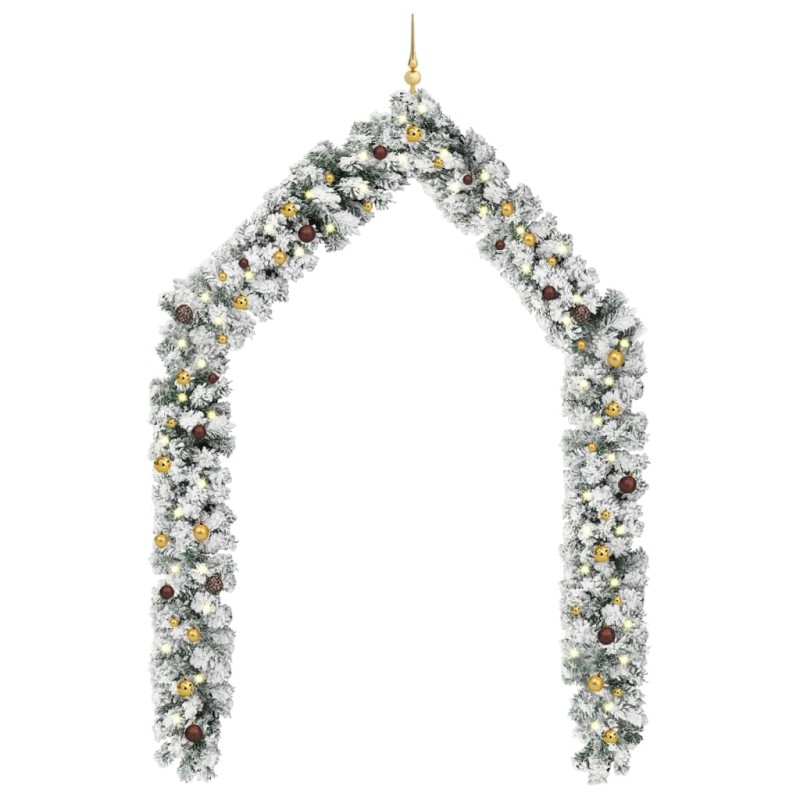 Weihnachtsgirlande mit LEDs & Kugeln Grün 5 m PVC Weihnachtsgirlande mit LEDs & Kugeln Grün 5 m PVC