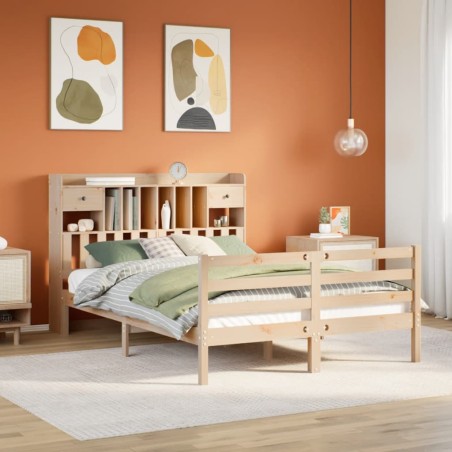 vidaXL Massivholzbett mit Regal ohne Matratze 150x200 cm Kiefernholz