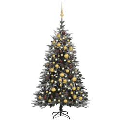 Künstlicher Weihnachtsbaum LEDs & Kugeln Beschneit 120cm PVC PE