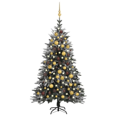 Künstlicher Weihnachtsbaum LEDs & Kugeln Beschneit 120cm PVC PE
