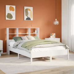 vidaXL Massivholzbett mit Regal ohne Matratze Weiß 160x200 cm Kiefer