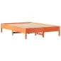 vidaXL Massivholzbett mit Regal ohne Matratze Wachsbraun 140x190 cm vidaXL Massivholzbett mit Regal ohne Matratze Wachsbraun 140x190 cm