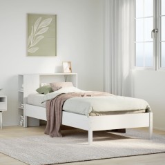 vidaXL Massivholzbett mit Regal ohne Matratze Weiß 90x200 cm Kiefer