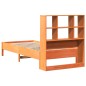 vidaXL Massivholzbett mit Regal ohne Matratze Wachsbraun 100x200 cm vidaXL Massivholzbett mit Regal ohne Matratze Wachsbraun 100x200 cm