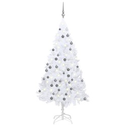 vidaXL Künstlicher Weihnachtsbaum mit Beleuchtung & Kugeln Weiß 120 cm