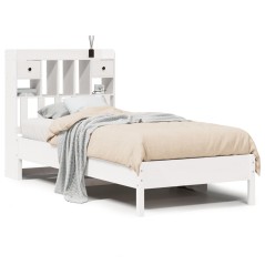 vidaXL Massivholzbett mit Regal ohne Matratze Weiß 75x190 cm Kiefer