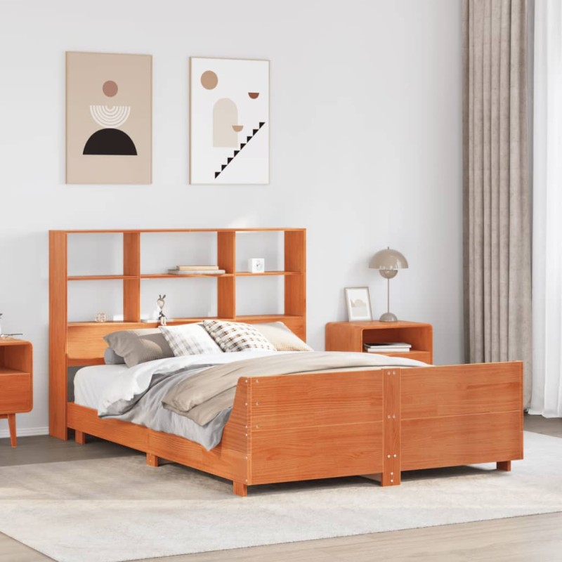 vidaXL Massivholzbett ohne Matratze Wachsbraun 150x200 cm Kiefernholz vidaXL Massivholzbett ohne Matratze Wachsbraun 150x200 cm Kiefernholz