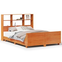 vidaXL Massivholzbett ohne Matratze Wachsbraun 135x190 cm Kiefernholz
