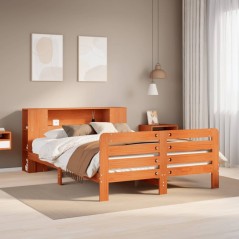 vidaXL Massivholzbett ohne Matratze Wachsbraun 140x200 cm Kiefernholz
