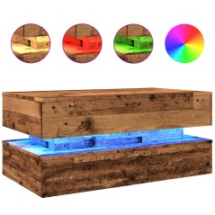 vidaXL Couchtisch mit LED-Leuchten Altholz-Optik 90x50x40 cm