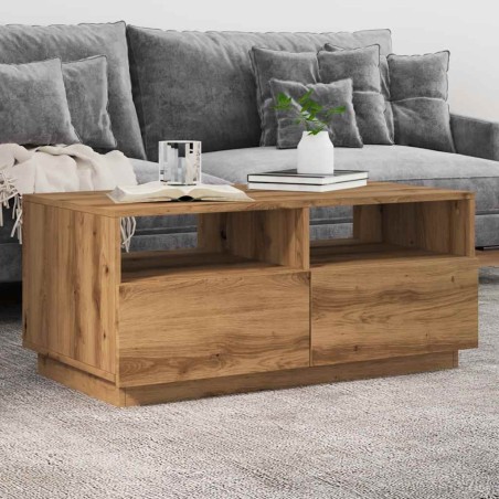 vidaXL Couchtisch mit LED-Leuchten Artisan-Eiche 90x49x40 cm