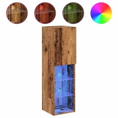 vidaXL TV-Schränke mit LED-Leuchten 2 Stk. Altholz-Optik 30,5x30x102cm