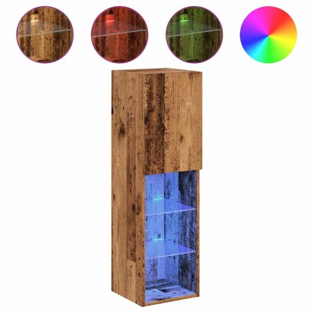 vidaXL TV-Schränke mit LED-Leuchten 2 Stk. Altholz-Optik 30,5x30x102cm