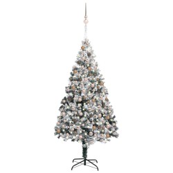 Künstlicher Weihnachtsbaum LEDs & Kugeln Beschneit Grün 300 cm