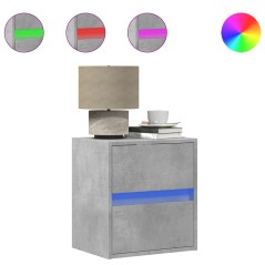 vidaXL Wand-Nachttische mit LED-Leuchten 2 Stk. Betongrau