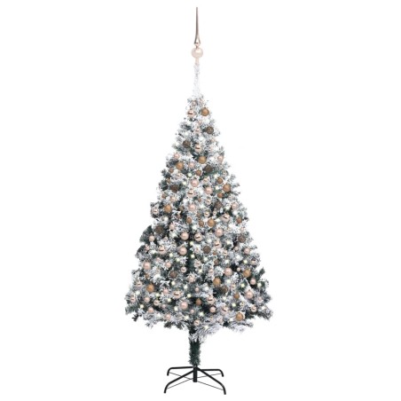 Künstlicher Weihnachtsbaum mit LEDs & Kugeln Grün 240 cm PVC