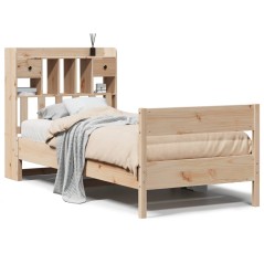 vidaXL Massivholzbett mit Regal ohne Matratze 90x200 cm Kiefer