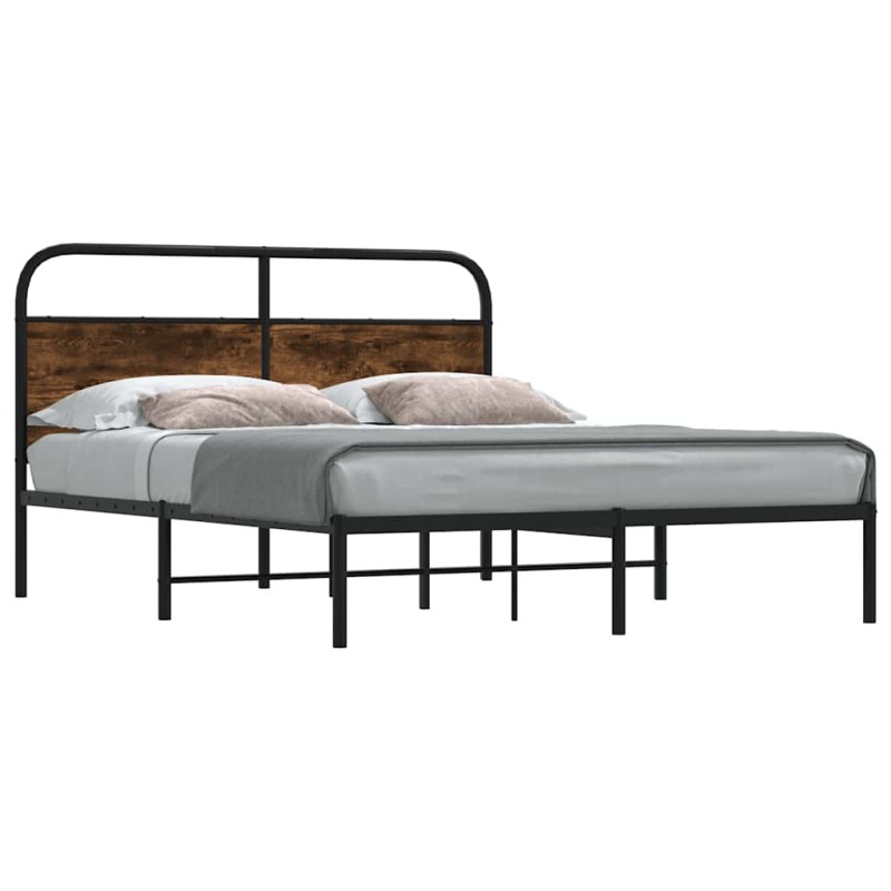 vidaXL Bettgestell ohne Matratze 140x200 cm Räuchereiche Holzwerkstoff vidaXL Bettgestell ohne Matratze 140x200 cm Räuchereiche Holzwerkstoff