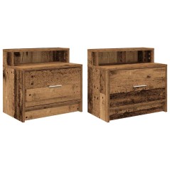 vidaXL Nachttische mit Schubladen 2 Stk. Altholz-Optik 51x31x47 cm