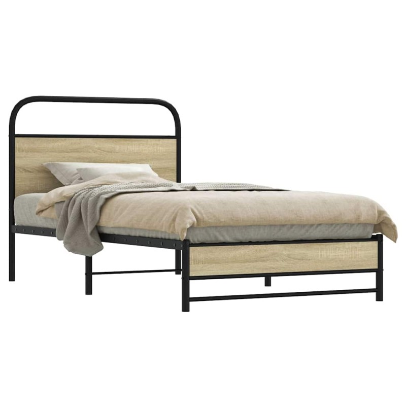 vidaXL Bettgestell ohne Matratze 107x203 cm Sonoma-Eiche Holzwerkstoff vidaXL Bettgestell ohne Matratze 107x203 cm Sonoma-Eiche Holzwerkstoff