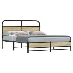vidaXL Bettgestell ohne Matratze 150x200 cm Sonoma-Eiche Holzwerkstoff