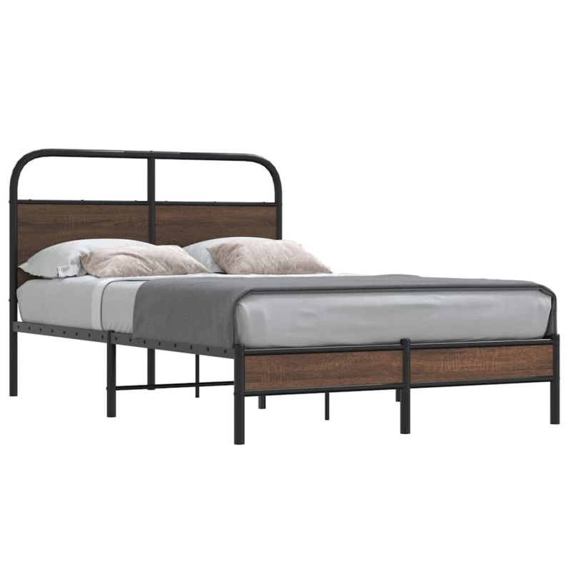 vidaXL Bettgestell ohne Matratze 140x190 cm Braun Eichen-Optik vidaXL Bettgestell ohne Matratze 140x190 cm Braun Eichen-Optik