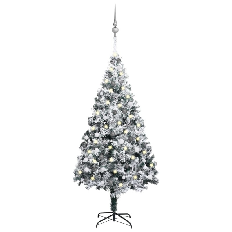 Künstlicher Weihnachtsbaum mit LEDs & Kugeln Grün 240 cm PVC Künstlicher Weihnachtsbaum mit LEDs & Kugeln Grün 240 cm PVC