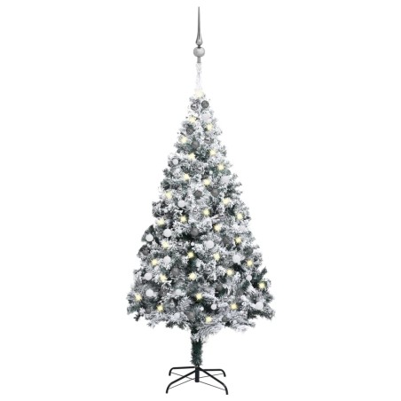 Künstlicher Weihnachtsbaum mit LEDs & Kugeln Grün 240 cm PVC