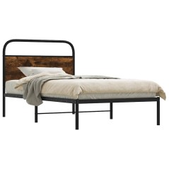 vidaXL Bettgestell ohne Matratze 100x200 cm Räuchereiche Holzwerkstoff