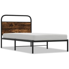 vidaXL Bettgestell ohne Matratze 100x200 cm Räuchereiche Holzwerkstoff