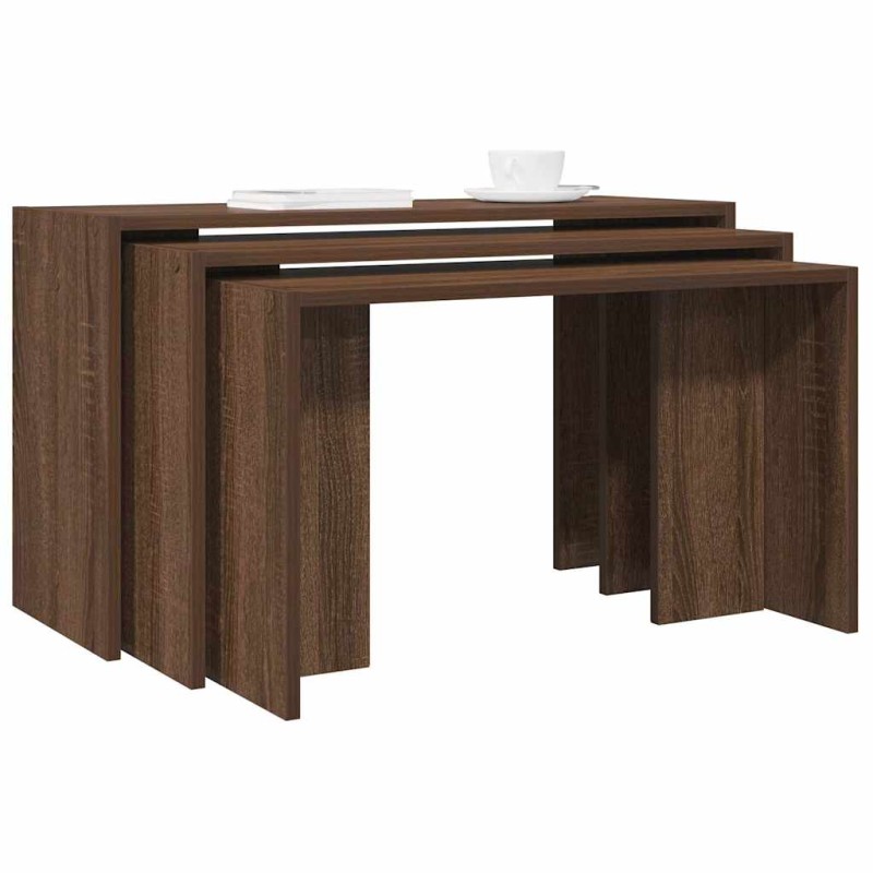 vidaXL Satztische 3 Stk. Braun Eichen-Optik Holzwerkstoff vidaXL Satztische 3 Stk. Braun Eichen-Optik Holzwerkstoff