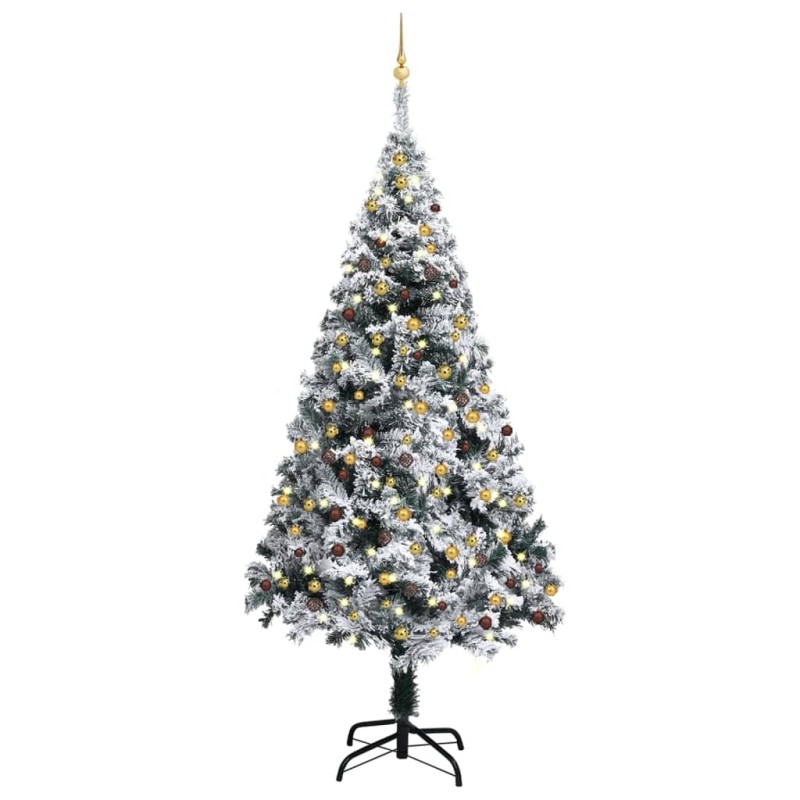 Künstlicher Weihnachtsbaum mit LEDs & Kugeln Grün 240 cm PVC Künstlicher Weihnachtsbaum mit LEDs & Kugeln Grün 240 cm PVC