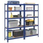 vidaXL Lagerregale mit 5 Böden 2 Stk. Blau Stahl & Holzwerkstoff vidaXL Lagerregale mit 5 Böden 2 Stk. Blau Stahl & Holzwerkstoff