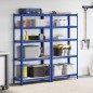 vidaXL Lagerregale mit 5 Böden 2 Stk. Blau Stahl & Holzwerkstoff vidaXL Lagerregale mit 5 Böden 2 Stk. Blau Stahl & Holzwerkstoff