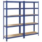 vidaXL Lagerregale mit 5 Böden 2 Stk. Blau Stahl & Holzwerkstoff vidaXL Lagerregale mit 5 Böden 2 Stk. Blau Stahl & Holzwerkstoff