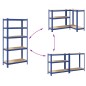 vidaXL Lagerregale mit 5 Böden 2 Stk. Blau Stahl & Holzwerkstoff vidaXL Lagerregale mit 5 Böden 2 Stk. Blau Stahl & Holzwerkstoff