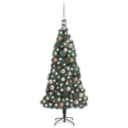 Künstlicher Weihnachtsbaum LEDs & Kugeln Grün 120 cm PVC & PE