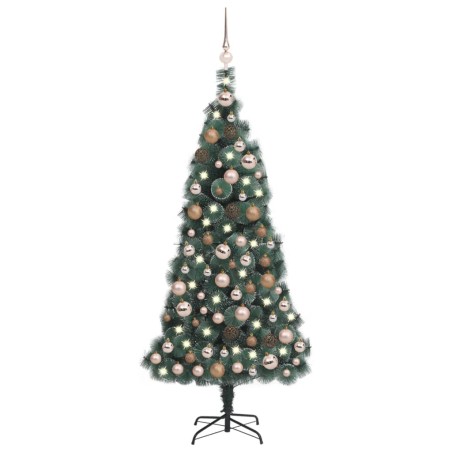 Künstlicher Weihnachtsbaum LEDs & Kugeln Grün 120 cm PVC & PE